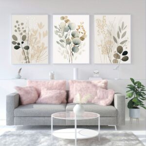 3pcs Boho Floral Design Stickytiles Frame Providing Artistic Pattern Elegant Look Durable