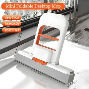 Foldable Mini Mop Portable Desktop Wet & Dry Cleaning Mop Self‑Squeezing