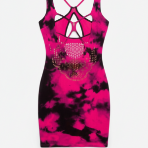 Exotic Criss-Cross Neck Tie-Dye Stocking Night Dress