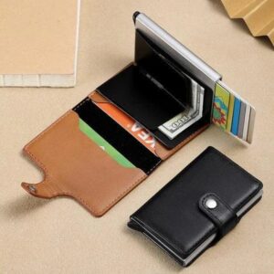 Slim Metallic Pop-Up Card Holder – Minimalist RFID Blocking Wallet