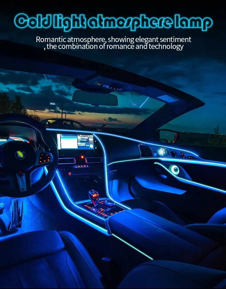 Flexible EL Wire LED Strip Car Interior Ambient Light – Ice Blue - Image 3