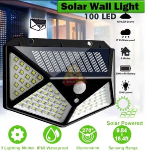 100 LED Solar Power Sensor Wall Light – IP65 Waterproof Outdoor Security