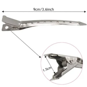 Pack of 12 Hair clips silver steel