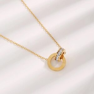 QCT-175 Roman Circle Stainless Steel Necklace – Elegant Jewellery, Stylish Accessory