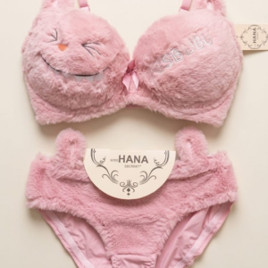 Cute Fur Style Double Padded Woolen Bikini Set – Soft Pink Plush