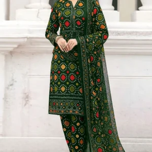 Trendy All-Over Digital Chunri Print Embroidered Lawn Dress – Unstitched 3PC Summer