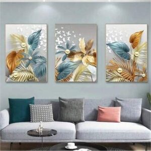 3pcs Butterfly Leafs Design Stickytiles Frame Providing Creative Artistic Pattern Elegant Look