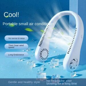 Portable Bladeless Neck Cooler – Hands-Free 360° Airflow USB Rechargeable Neck Fan
