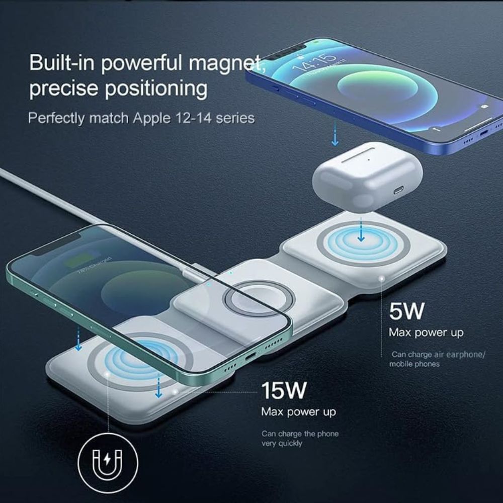 3 in 1 15W Fast Magnetic Wireless Charging Pad - Image 2