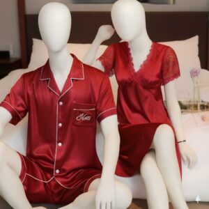 Couple Night Suit / Sleepwear Set – Stylish Nightdress & Pajama Shorts