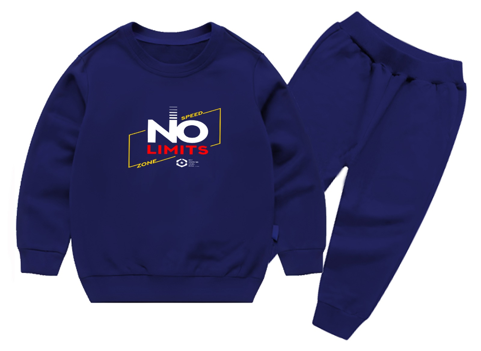 Kids Navey Blue no limit Printed Stylish Kids' Tracksuit Set - Image 4