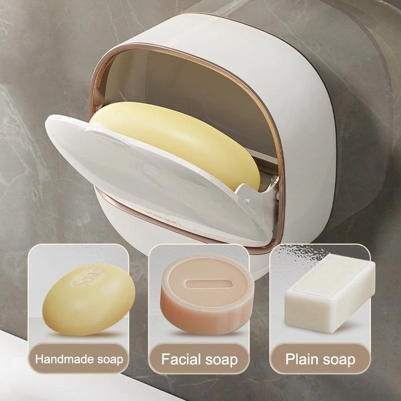 1PC Soap Box Wall Mounted Light Luxury Soap Holder Punch Free Drain - Image 3