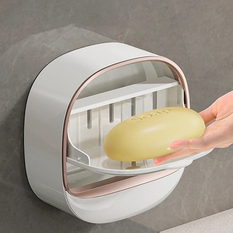 1PC Soap Box Wall Mounted Light Luxury Soap Holder Punch Free Drain
