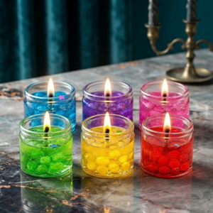 Pack of 6 - Home Decoration Seashell Jell Glass Candles Tea Light