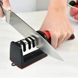 3 Stage Kitchen Knife Sharpener – Manual Knife Sharpening Tool