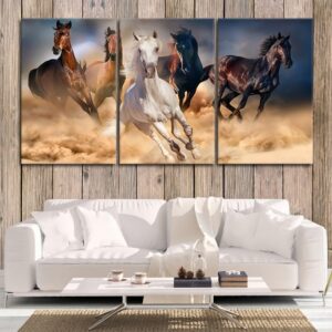 3 Pc Horse Wall Décor Photo Tiles Elegant Design Self‑Adhesive Double Tape