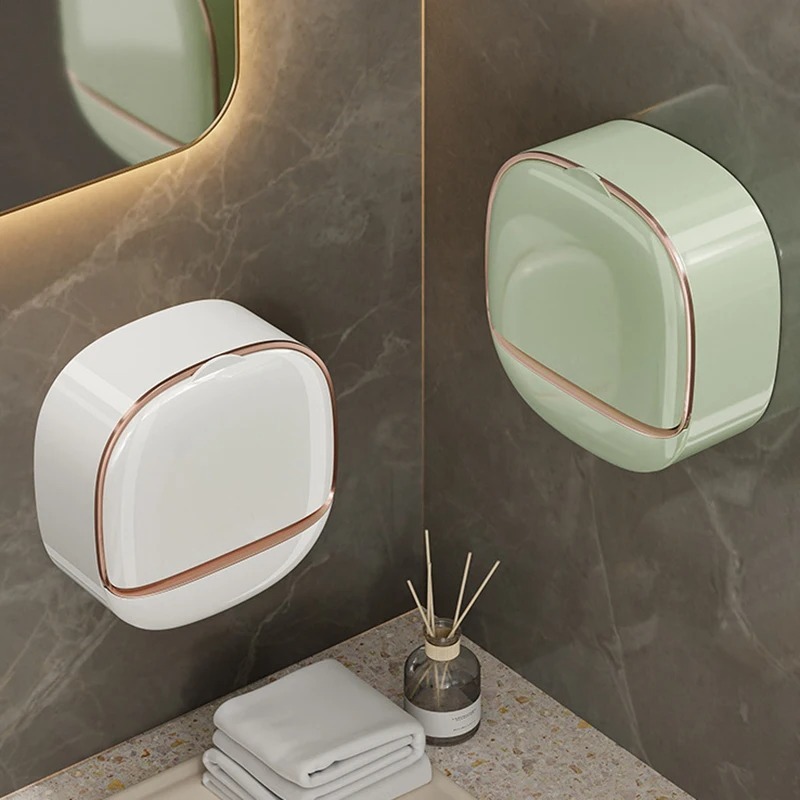 1PC Soap Box Wall Mounted Light Luxury Soap Holder Punch Free Drain - Image 2