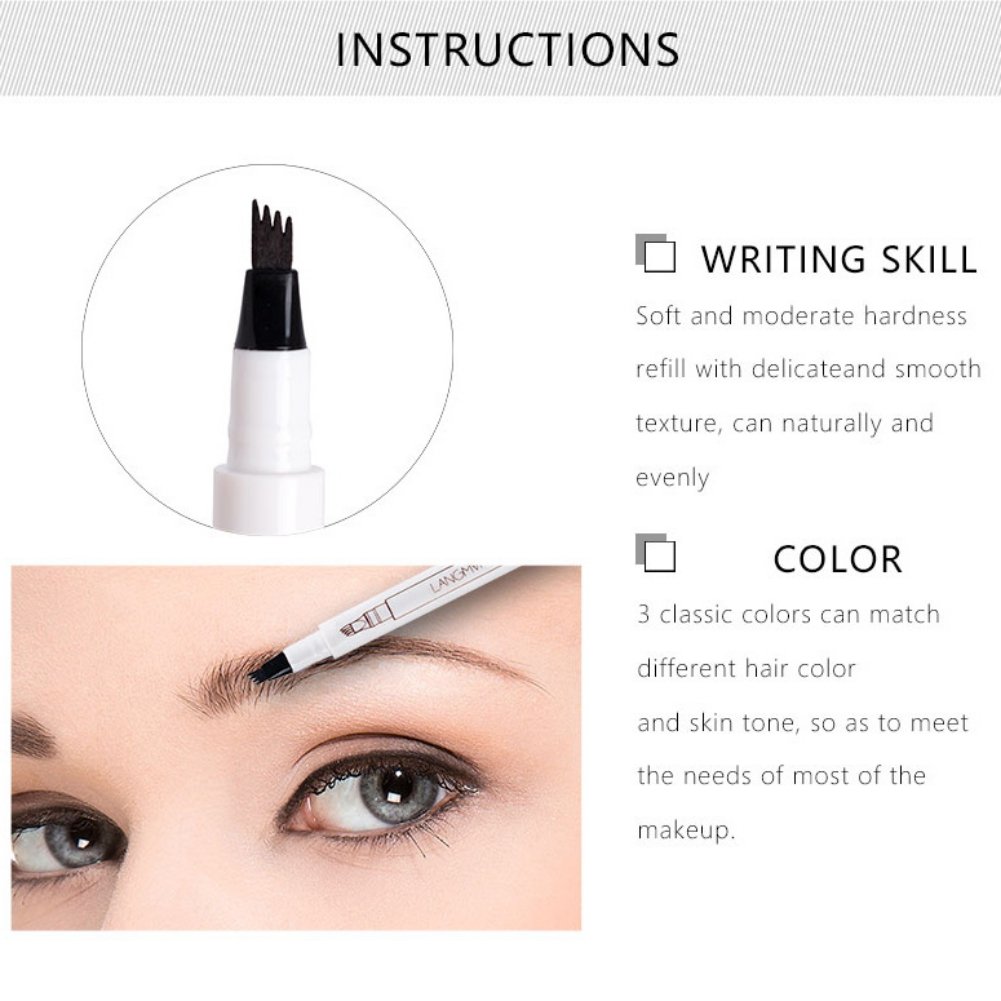4 Tip Waterproof Eyebrow Pen Waterproof Tattoo Tint Fine Sketch Liquid Eyebrow - Image 2
