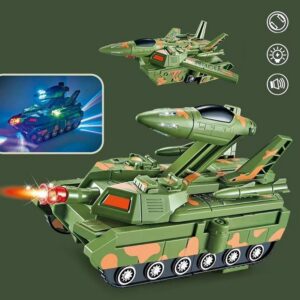 2‑in‑1 Military Aircraft & Tank Toy Transformable Fighter Jet & Tank Durable