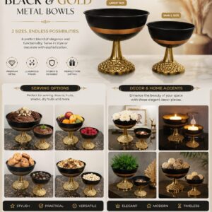 Luxury Metal Decorative Bowl Black & Gold Finish Premium Centerpiece Bowl