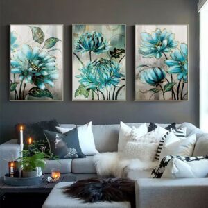 Set of 3 Flower Frame Wall Painting Art