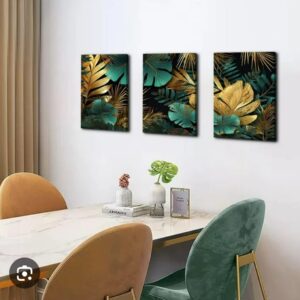 3 Pc Leafs Phototiles Wall Art Set Elegant Ready To Hang Self