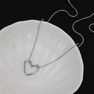 PRJ-183 Hollow Heart Pendant – Elegant Stainless Steel Necklace, Stylish Jewellery Accessory