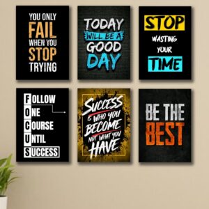 6 PC Success Motivational Quote Wall Decor Cardboard Phototiles Elegant And Inspiring
