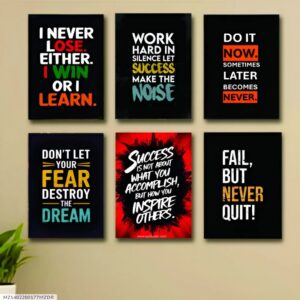 Set of 6 Motivational Wall Art Wooden Phototile Frames for Wall Decor