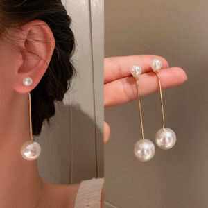AWJ-157 Elegant Pearl Hanging Korean Earrings – Stylish, Lightweight & Trendy Fashion