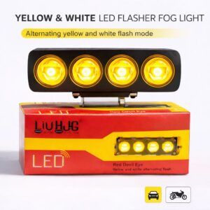 4 Lens Flasher Fog Light 40W – Dual Color White & Yellow LED Strobe Light