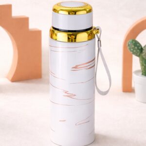 Premium Marble Print Stainless Steel Water Bottle - Elegant Vacuum Insulated Flask