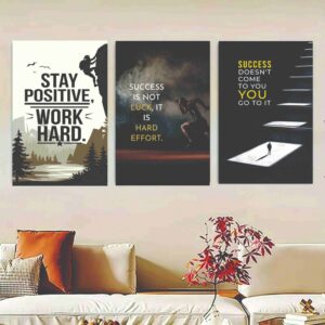 Pack Of 3 Motivational Quotes Sticky Wooden Canvas Frames