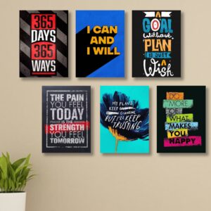 set of 6 Motivational sticky canvas frames