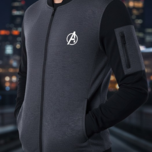 New Winter Collection Charcoal Grey Avenger Printed Zipper Jacket