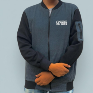 New Winter Collection Charcoal Grey “Be Creative” Printed Zipper Jacket