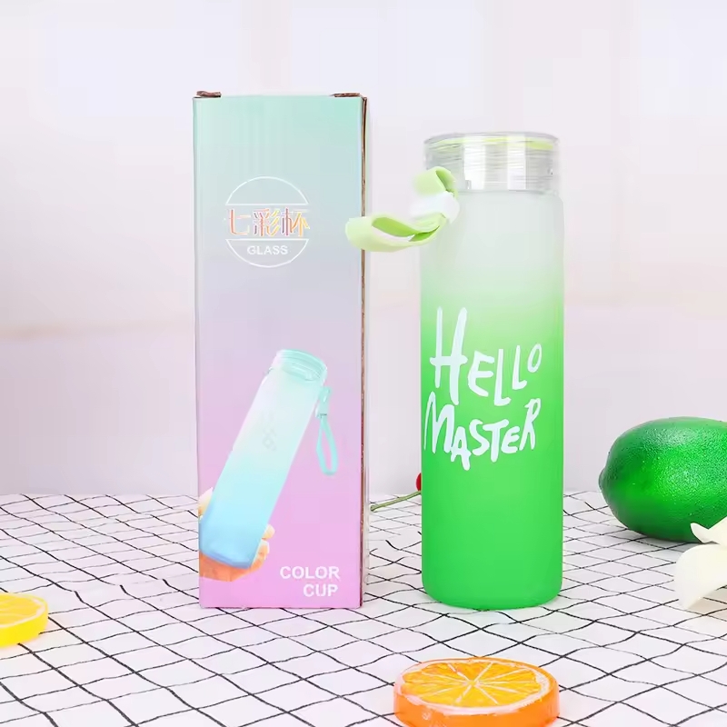 Frosted Glass Water Bottle With Hello Master Decal Logo - 400ml - Image 2