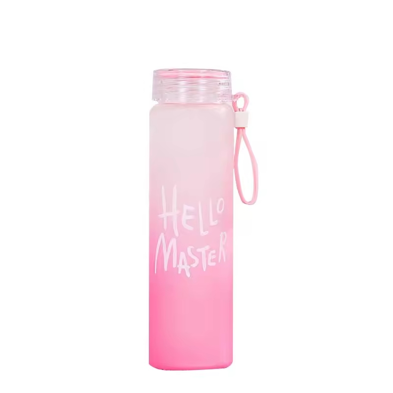 Frosted Glass Water Bottle With Hello Master Decal Logo - 400ml - Image 3