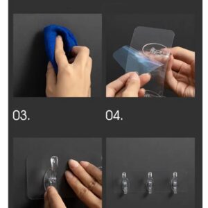 (Pack of 2 ) 6 Row Transparent Wall Hooks Self Adhesive Clothes