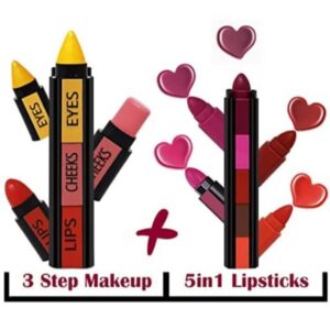 3 in 1 HUDA Beauty Professional Eyes Cheeks Lips (Lipsticks)