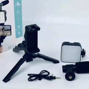 AY-49 Vlogger video making Kits Vlog Microphone LED Fill Light Mini Tripod