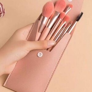 8 Pieces Cute Brushes With Leather Pouch