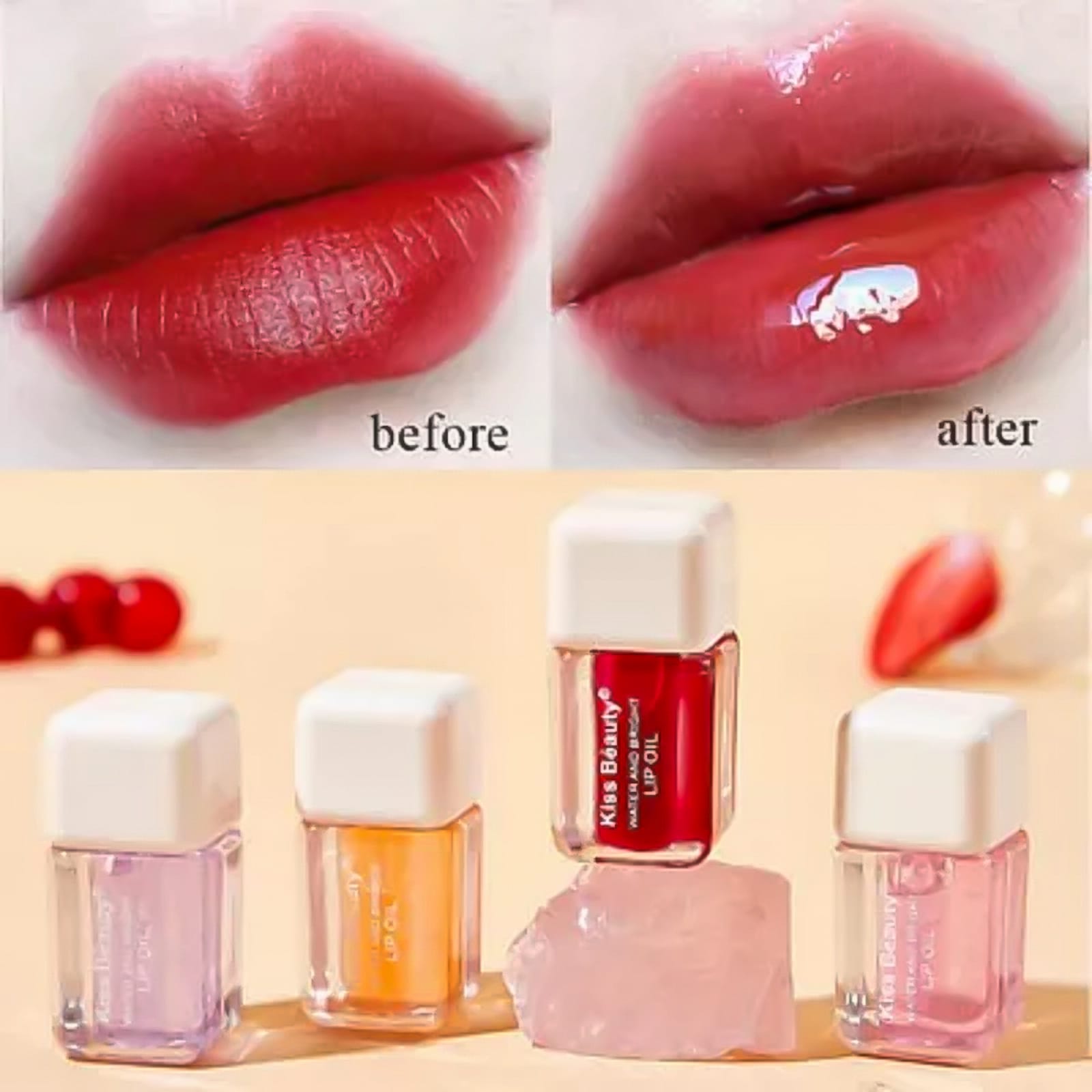 Colour Changing Tinted Lip Oil, vitamins E Lip Oil beautiful color - Image 2