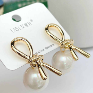 Knot Pearl Earrings Clip On Pearl Earrings Big Silver Grey Earrings Earrings