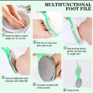 4-in-1 Pedicure Foot Filer – Callus Remover, Pumice Stone, Nail Brush &