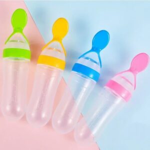 Silicone Baby Spoon Squeezing Feeding Bottle Feeder – Soft, Safe & Easy