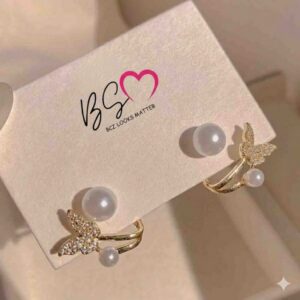 AXJ-161 Butterfly Pearl Korean Earrings – Elegant Design, Stylish Accessory