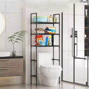 Multi-Layer Bathroom Storage Rack Space-Saving Toilet Organizer Strong Carbon Steel Shelf