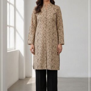 Unstitched Black Allover Block Printed 2-Pcs Katan Silk Suit