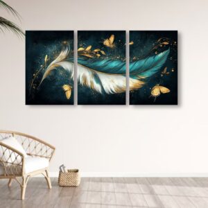 Set Of 3 Leaf Art Wooden Frames For Wall Decoration / Sticky Photo Tiles